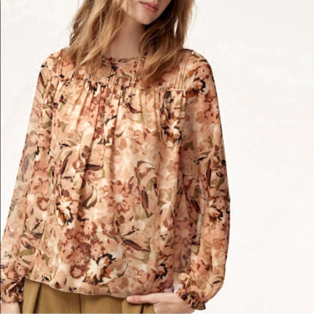 Aritzia Wilfred Lourdes Floral Long Sleeve Blouse Size XS