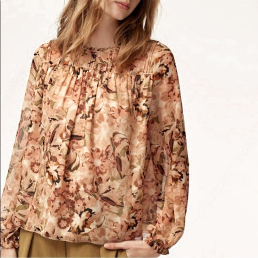 Aritzia Wilfred Lourdes Floral Long Sleeve Blouse Size XS