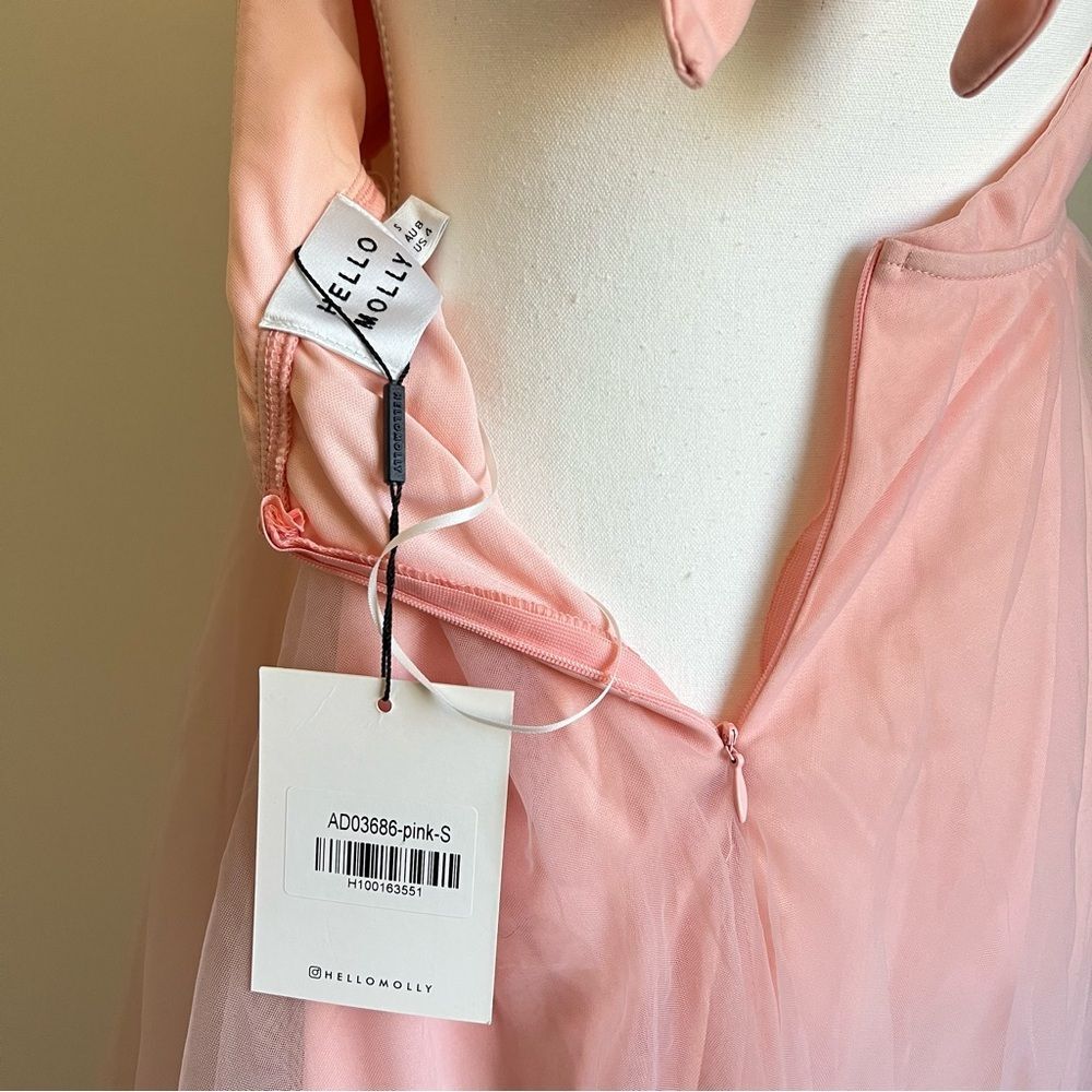 Hello Molly Pink Little Tulle Much Midi Halter Dress NEW Size 4 / Small