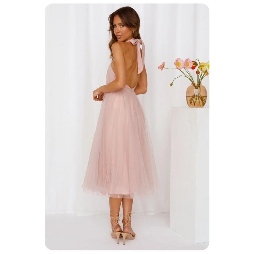 Hello Molly Pink Little Tulle Much Midi Halter Dress NEW Size 4 / Small