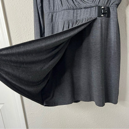 White House Black Market Women’s Surplice Wrap Dress NEW Size 8 Long Sleeve Gray