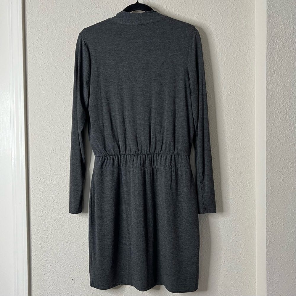 White House Black Market Women’s Surplice Wrap Dress NEW Size 8 Long Sleeve Gray
