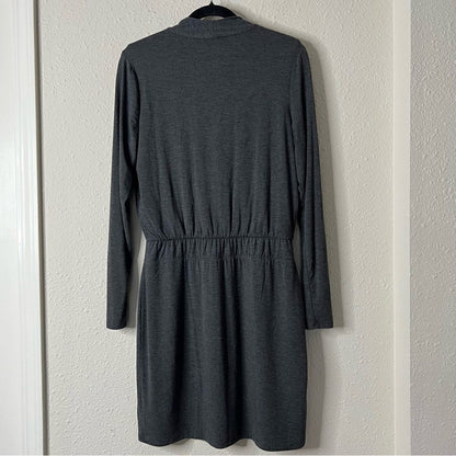 White House Black Market Women’s Surplice Wrap Dress NEW Size 8 Long Sleeve Gray