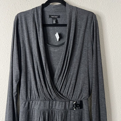 White House Black Market Women’s Surplice Wrap Dress NEW Size 8 Long Sleeve Gray