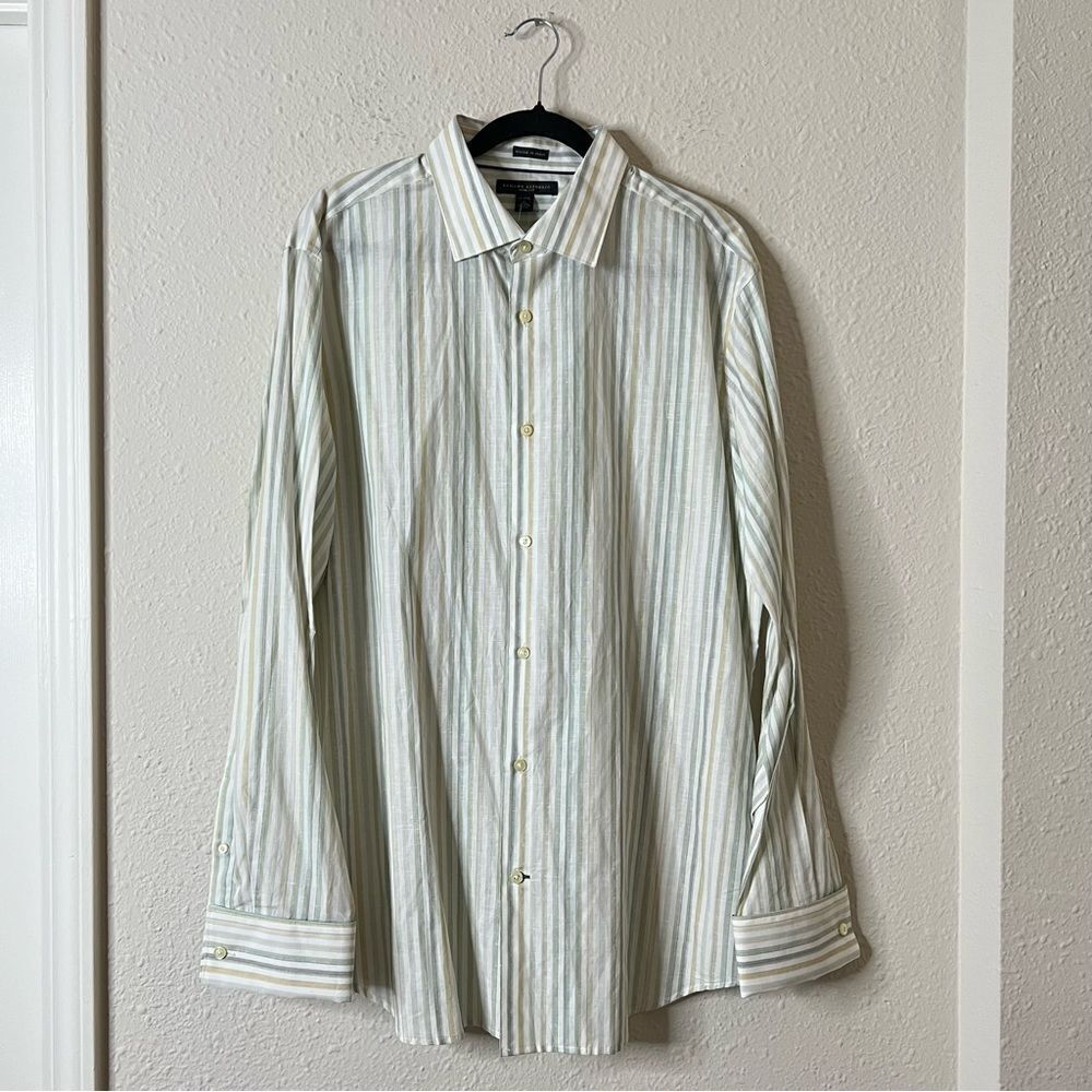 Banana Republic Men’s Linen Blend Striped Long Sleeve Button Down Shirt NEW Size