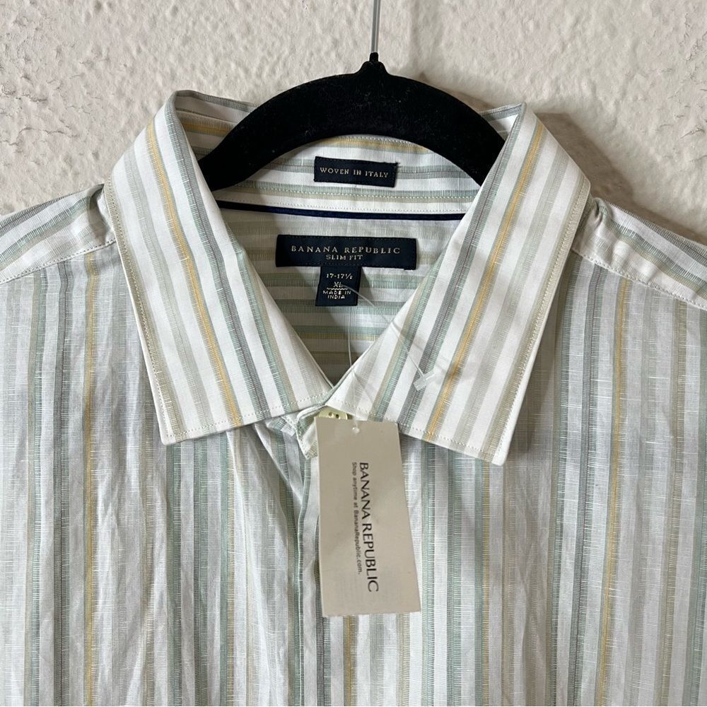 Banana Republic Men’s Linen Blend Striped Long Sleeve Button Down Shirt NEW Size