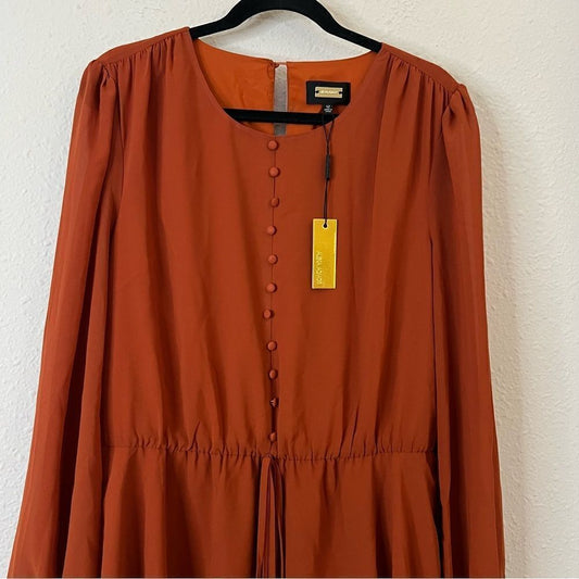 ALEXIA ADMOR Long Sleeve Fit and Flare Mini Chiffon Dress NEW Size 12
