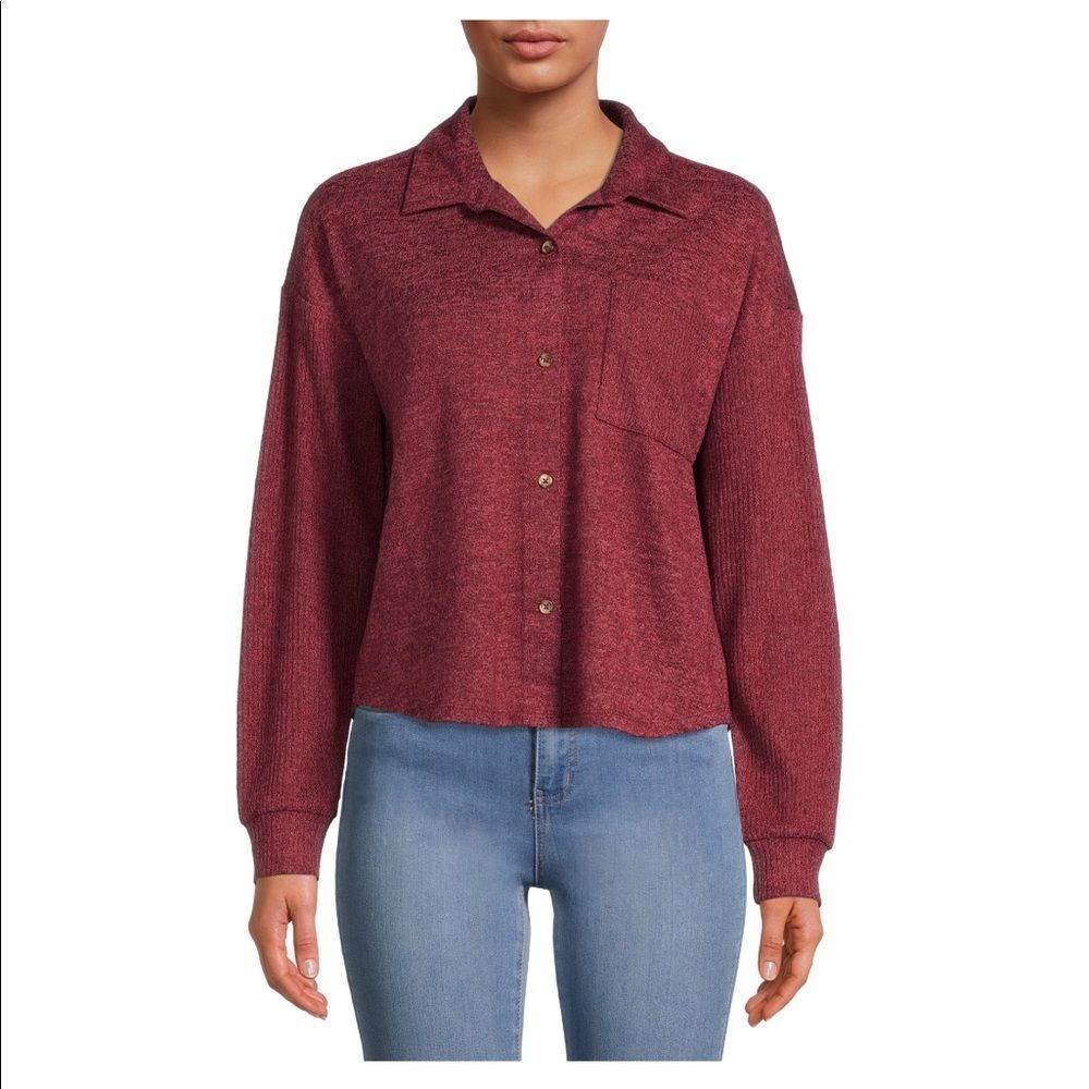 Women’s Button Front Knit Blouse Cardigan Top