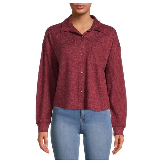 Women’s Button Front Knit Blouse Cardigan Top