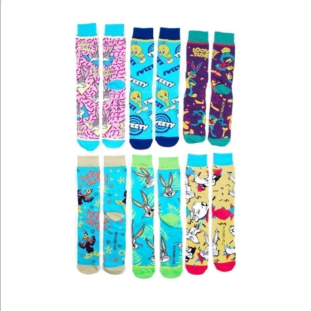 NEW Men’s Looney Tunes Casual Crew Socks 6 pair