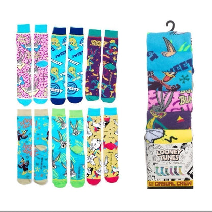 NEW Men’s Looney Tunes Casual Crew Socks 6 pair