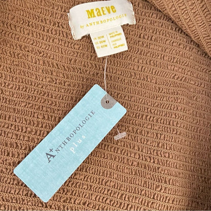 Anthropologie Maeve Ruffled Smocked Tank Top Brown NEW Plus Size 26W