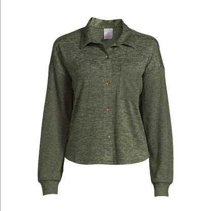 Women’s Knit Button Front Blouse Cardigan Top