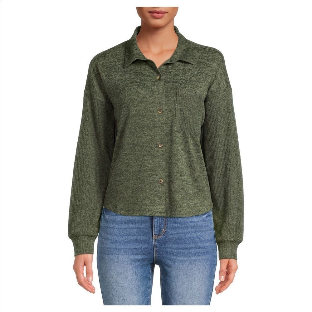 Women’s Knit Button Front Blouse Cardigan Top