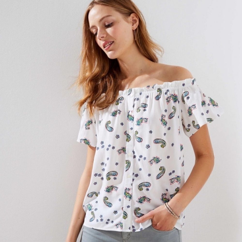 Loft Paisley Print Off the Shoulder Top Size M Petites