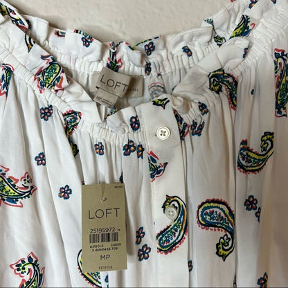 Loft Paisley Print Off the Shoulder Top Size M Petites