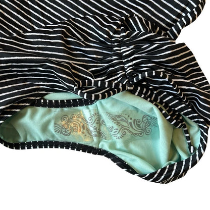 Prana Moorea Striped One Piece Swimsuit NEW Size XL Black White