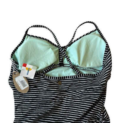 Prana Moorea Striped One Piece Swimsuit NEW Size XL Black White