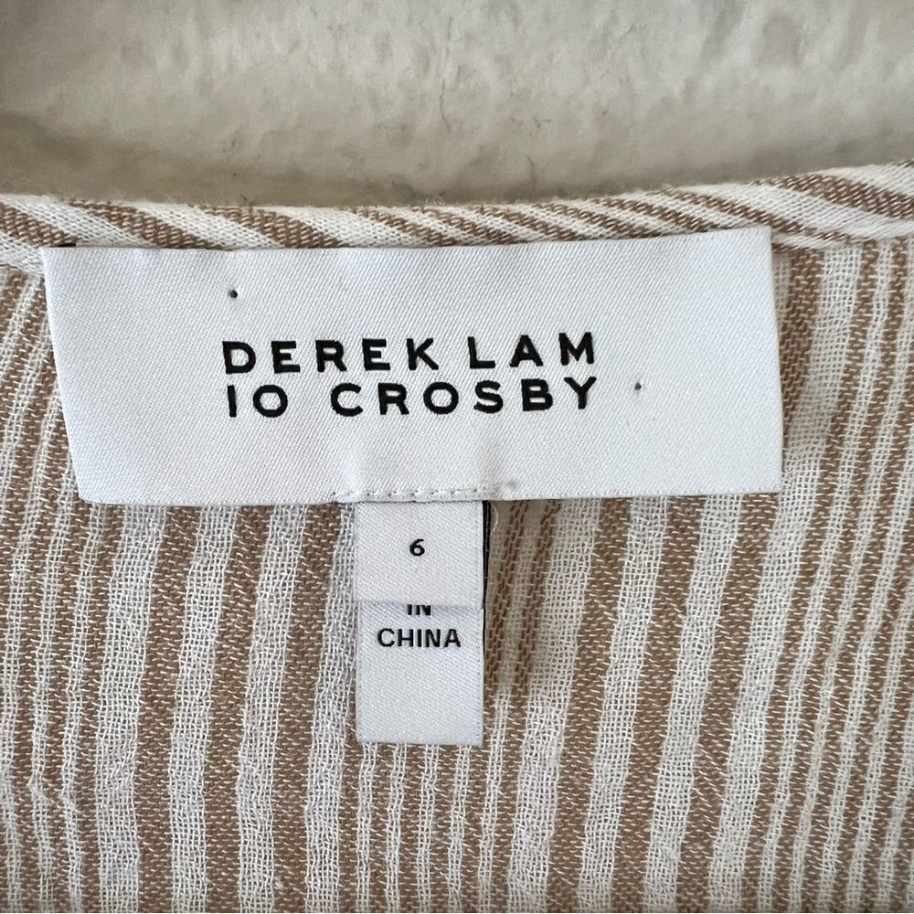Derek Lam 10 Crosby Striped Long Sleeve Blouse Size 6 Cotton