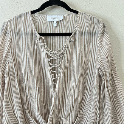 Derek Lam 10 Crosby Striped Long Sleeve Blouse Size 6 Cotton