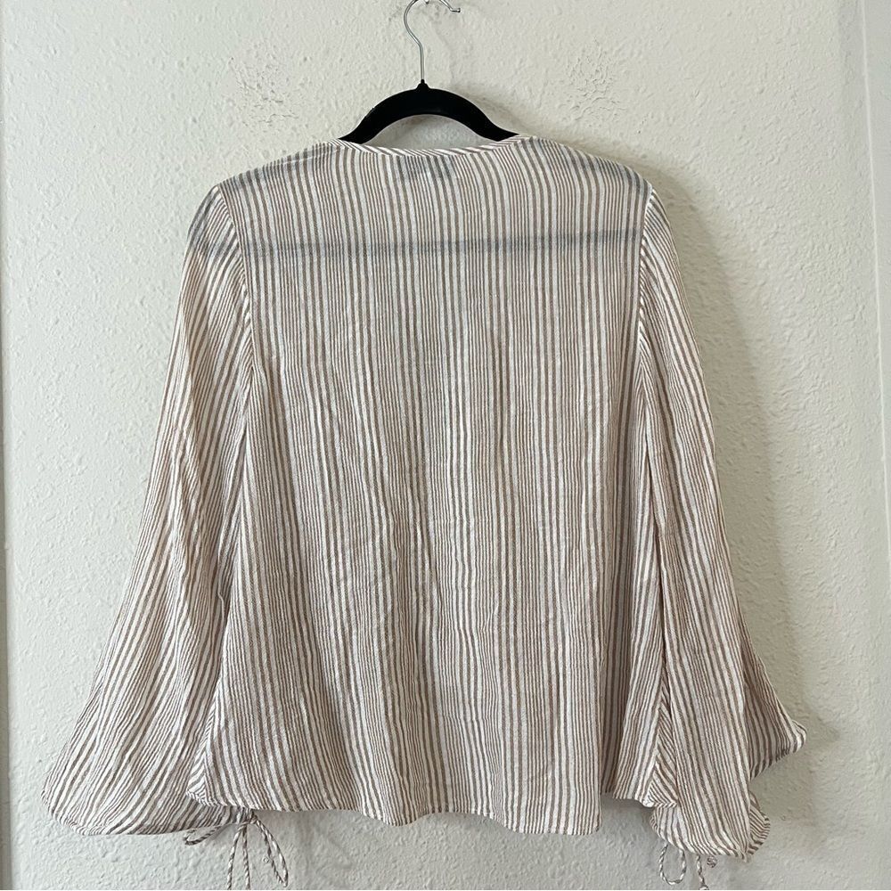 Derek Lam 10 Crosby Striped Long Sleeve Blouse Size 6 Cotton
