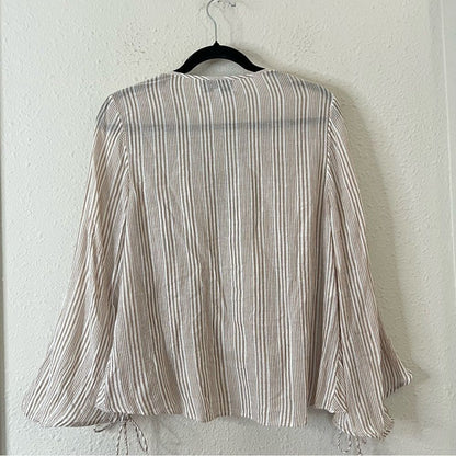 Derek Lam 10 Crosby Striped Long Sleeve Blouse Size 6 Cotton