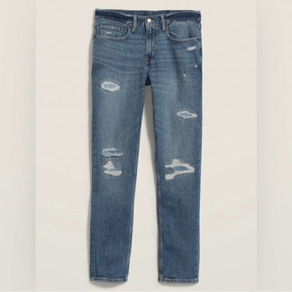 Old Navy Men's Medium Wash Slim Built-In Flex Rip-and-Repair Jeans NEW 33x32