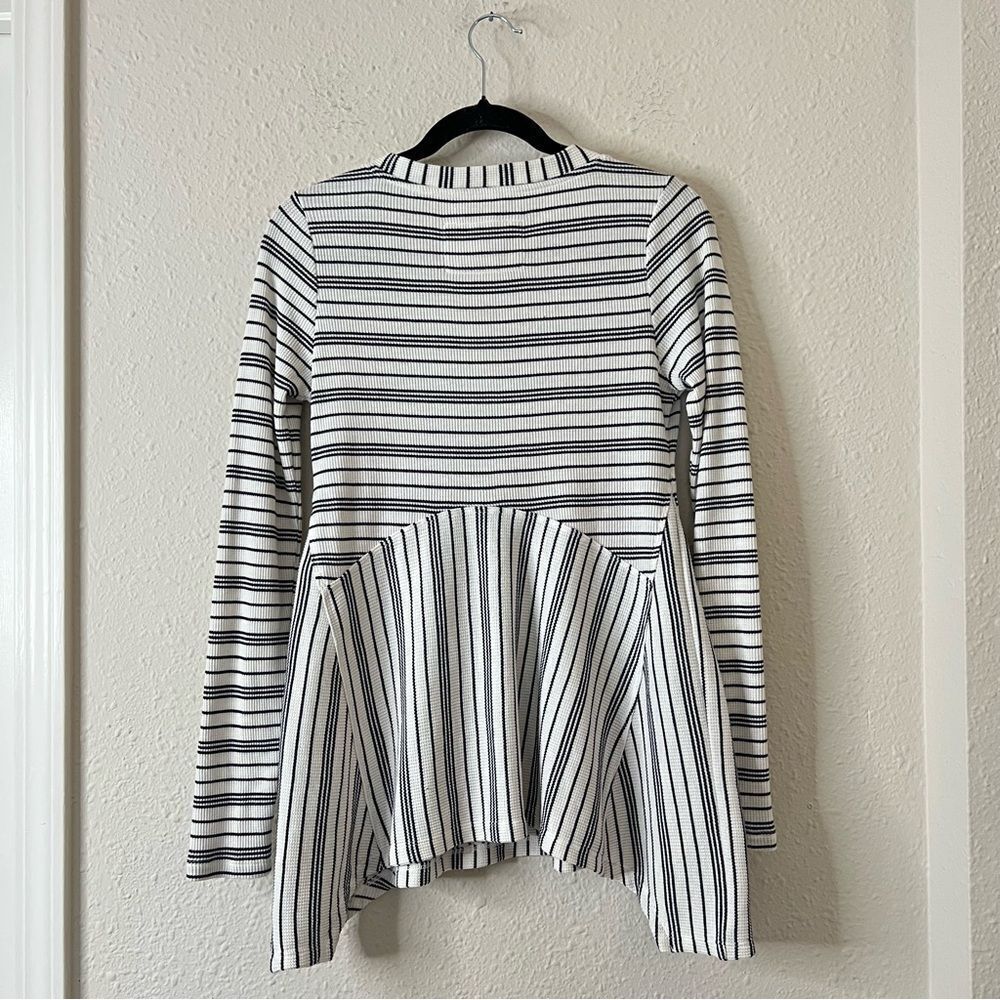 Anthropologie MAEVE Eliza Striped Waffle Knit Long Sleeve Henley Tunic Size XS