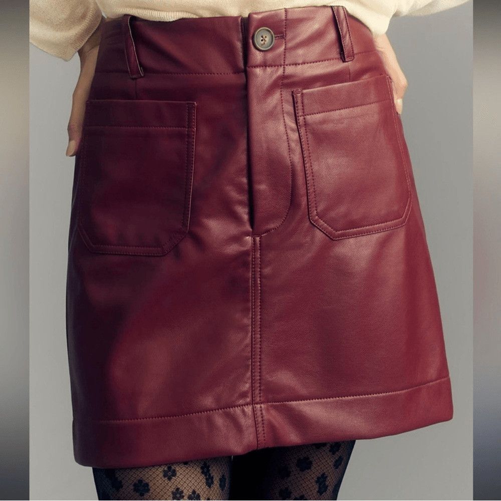 Anthropologie Maeve The Colette Faux Leather Mini Skirt Plus Size 3X