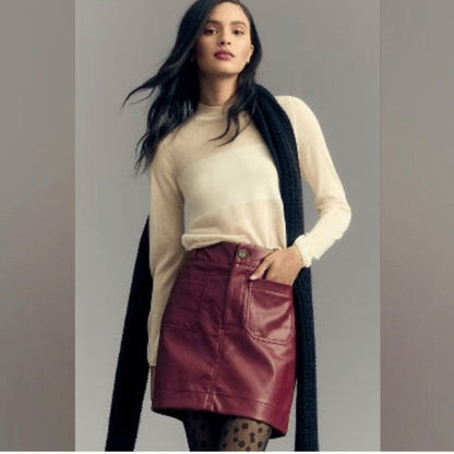 Anthropologie Maeve The Colette Faux Leather Mini Skirt Plus Size 3X