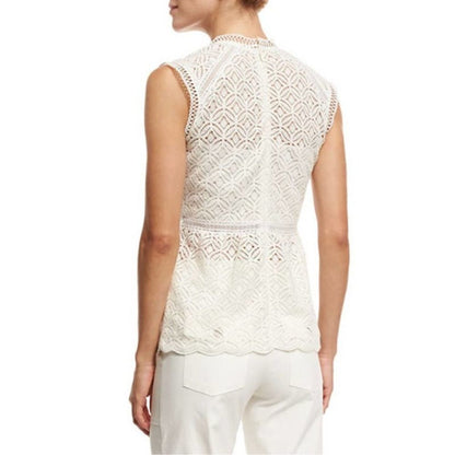 Veronica Beard Edie Lace Sleeveless Peplum Blouse Top Black Size 4
