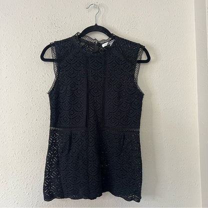 Veronica Beard Edie Lace Sleeveless Peplum Blouse Top Black Size 4