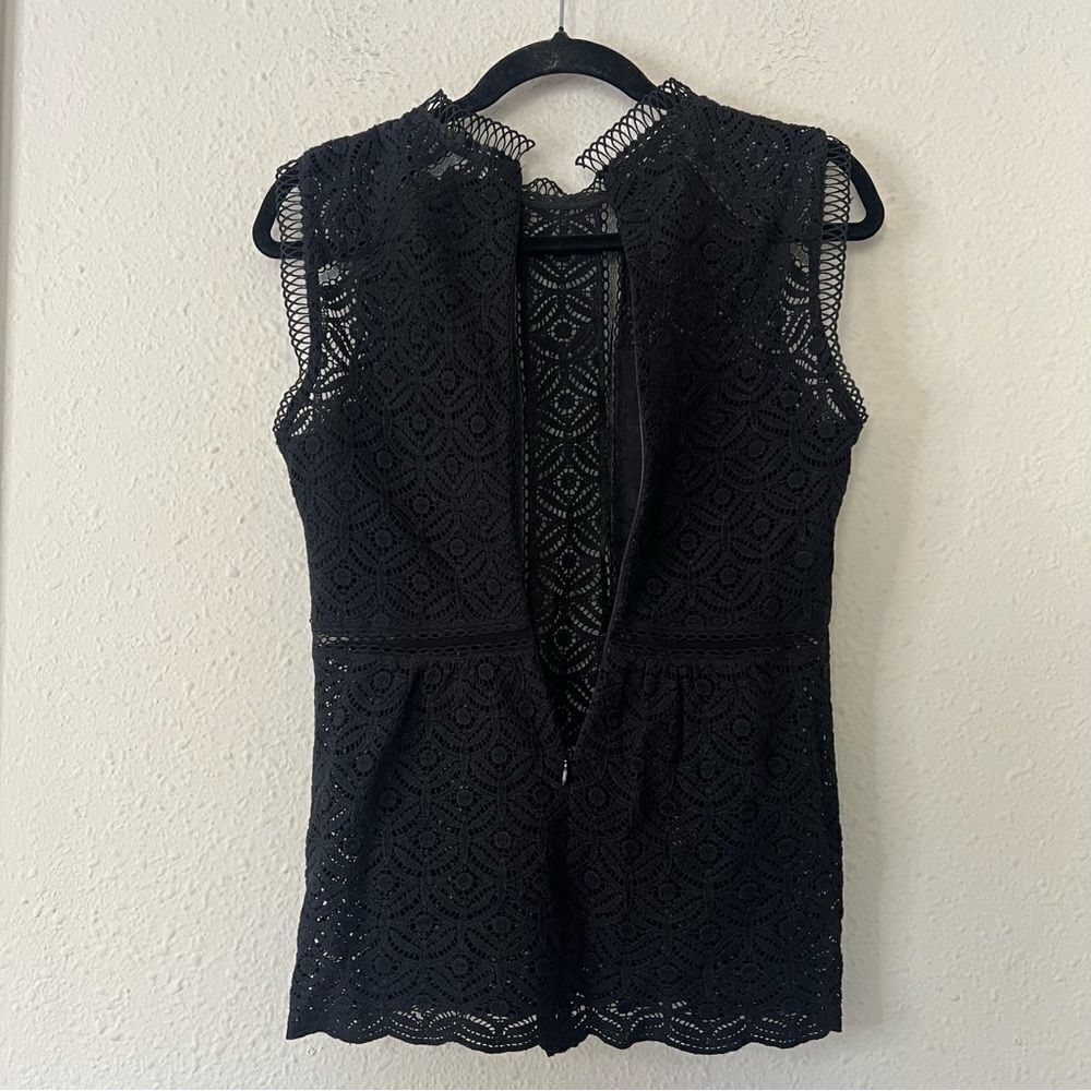 Veronica Beard Edie Lace Sleeveless Peplum Blouse Top Black Size 4