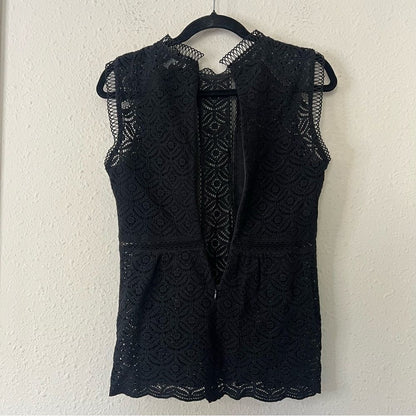 Veronica Beard Edie Lace Sleeveless Peplum Blouse Top Black Size 4