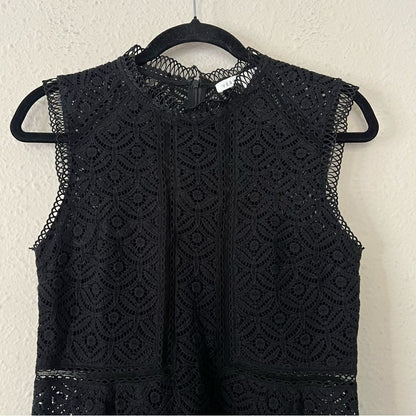 Veronica Beard Edie Lace Sleeveless Peplum Blouse Top Black Size 4