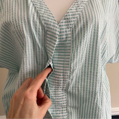 Vineyard Vines Seersucker Striped Romper in Aqua Size Large Short Sleeve