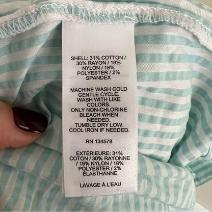 Vineyard Vines Seersucker Striped Romper in Aqua Size Large Short Sleeve