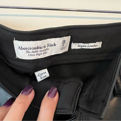 Abercrombie & Fitch Curve Love The Ankle Straight Ultra High Rise Vegan Leather