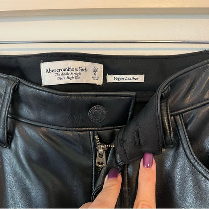 Abercrombie & Fitch Curve Love The Ankle Straight Ultra High Rise Vegan Leather