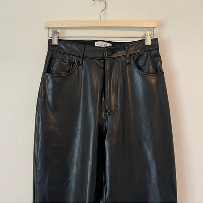 Abercrombie & Fitch Curve Love The Ankle Straight Ultra High Rise Vegan Leather