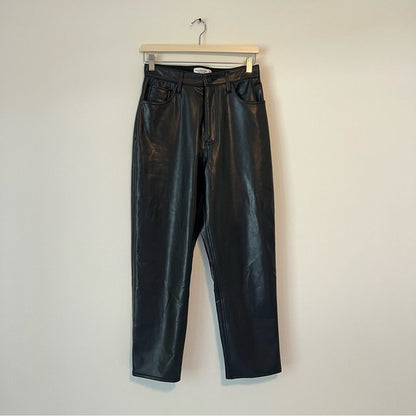 Abercrombie & Fitch Curve Love The Ankle Straight Ultra High Rise Vegan Leather