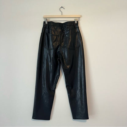 Abercrombie & Fitch Curve Love The Ankle Straight Ultra High Rise Vegan Leather