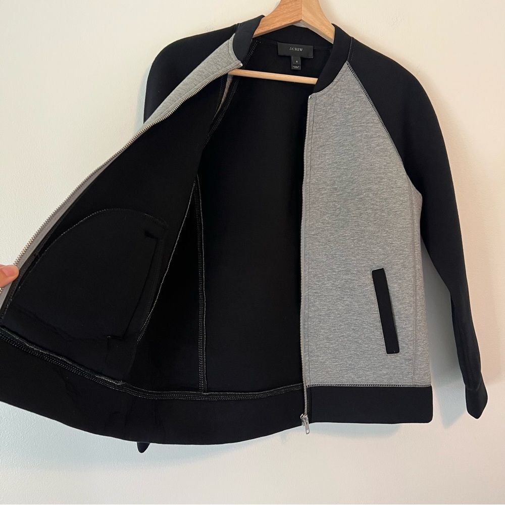 J. Crew Surf Varsity Neoprene Jacket Black Gray Size 6 Full Zip Sport