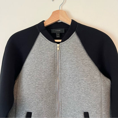 J. Crew Surf Varsity Neoprene Jacket Black Gray Size 6 Full Zip Sport