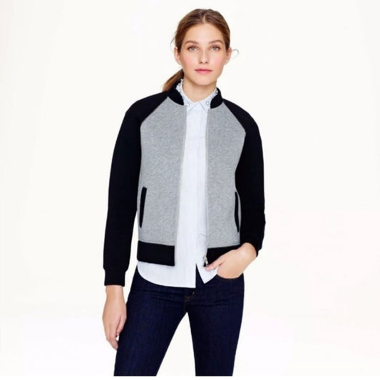 J. Crew Surf Varsity Neoprene Jacket Black Gray Size 6 Full Zip Sport