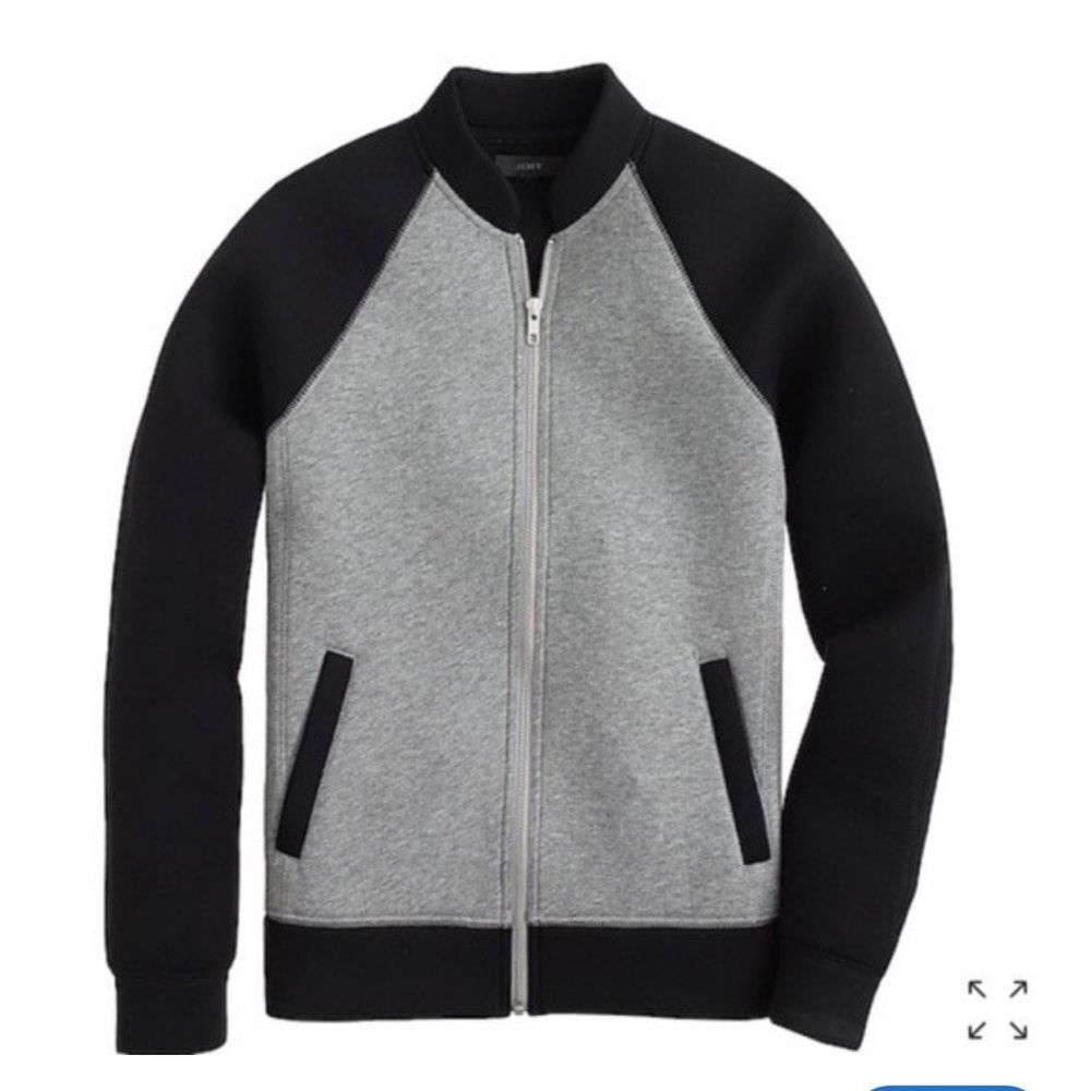 J. Crew Surf Varsity Neoprene Jacket Black Gray Size 6 Full Zip Sport